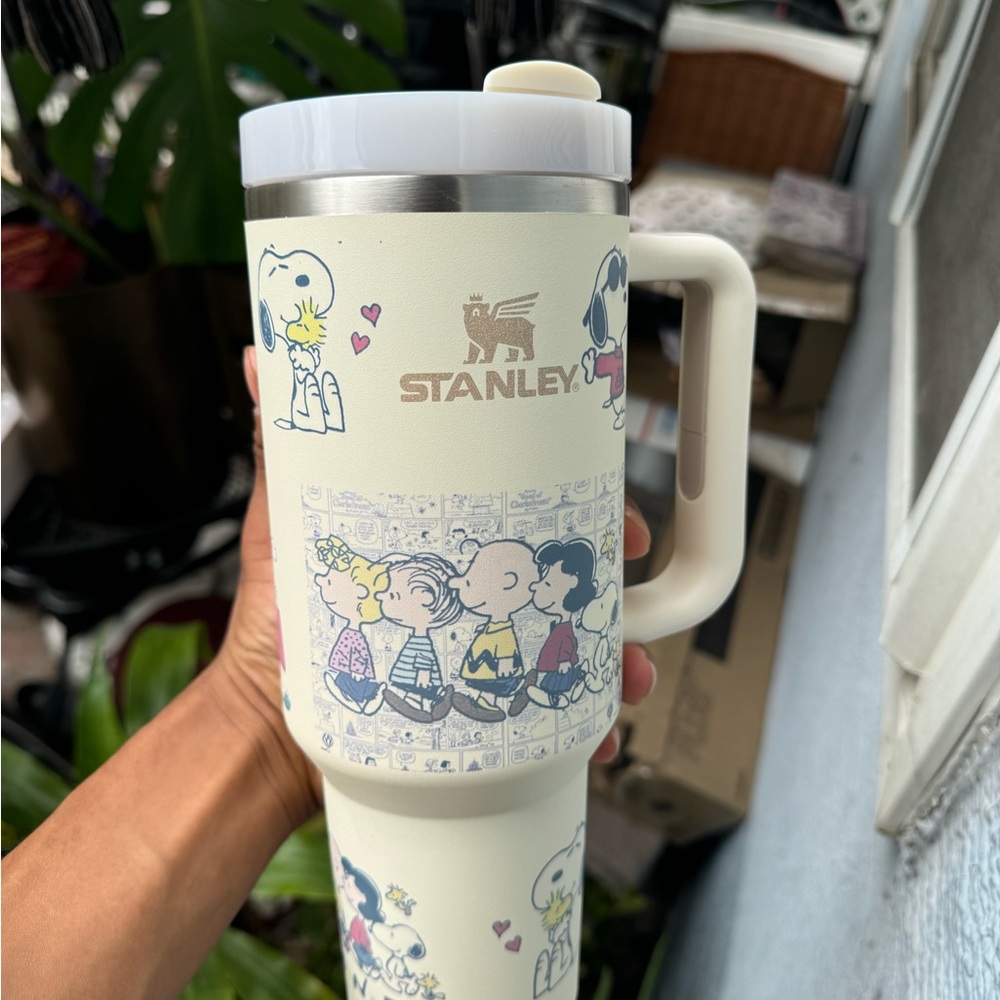 Stanley Cream Travel Mug with Cartoon Design